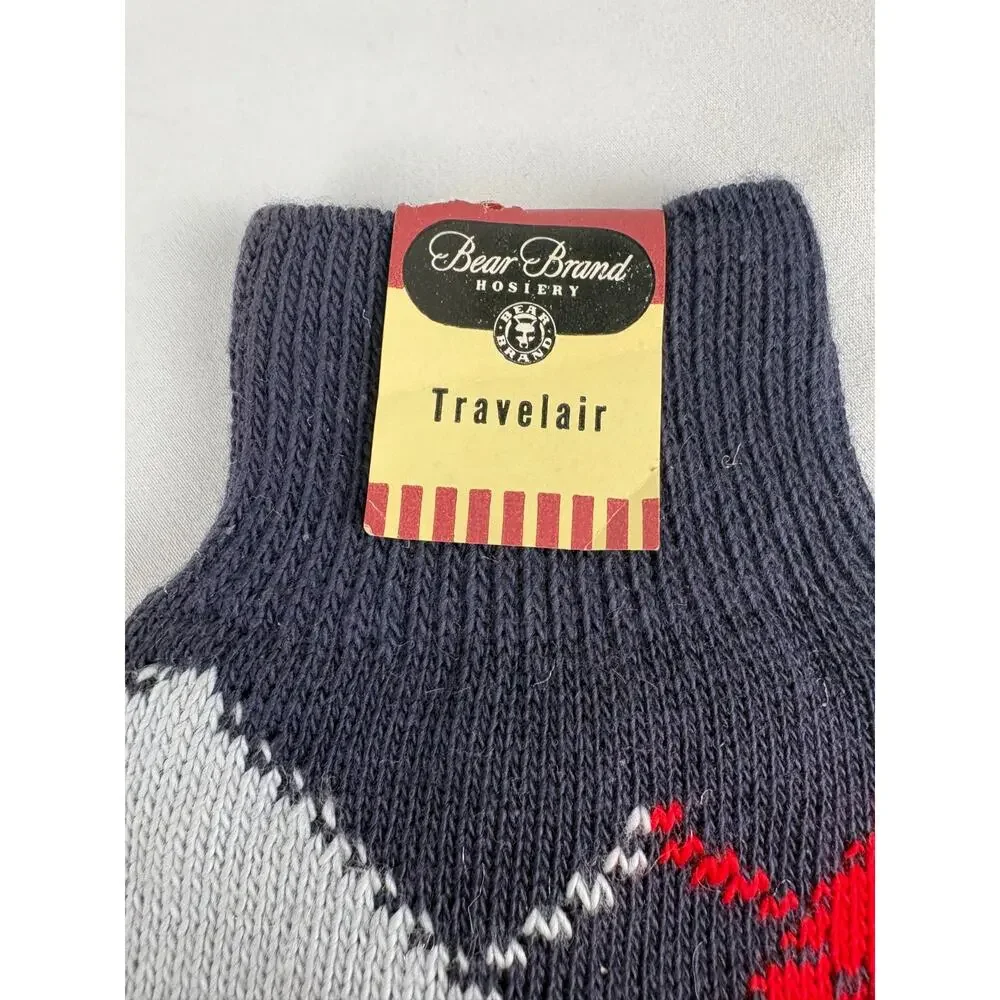 Vtg Bear Brand Hosiery Mens Socks 11.5 Travelair Style Soft Combed Cotton NOS